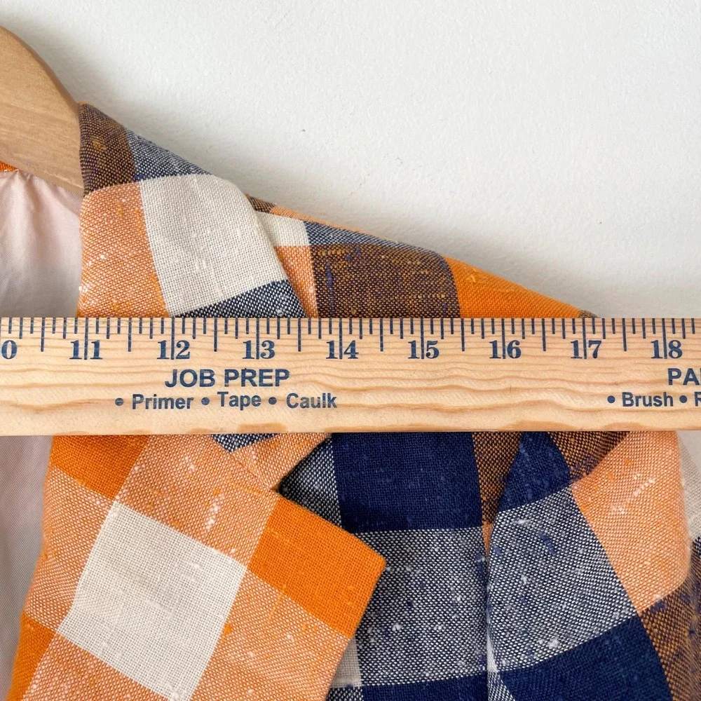 Vintage Plaid Blazer Sport Coat Textured Slub Two Button XL Retro Preppy 70s